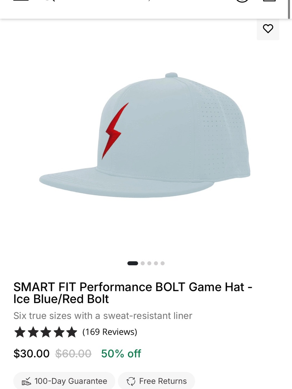 Bruce Bolt Ice Blue/Red Bolt Hat - XS
